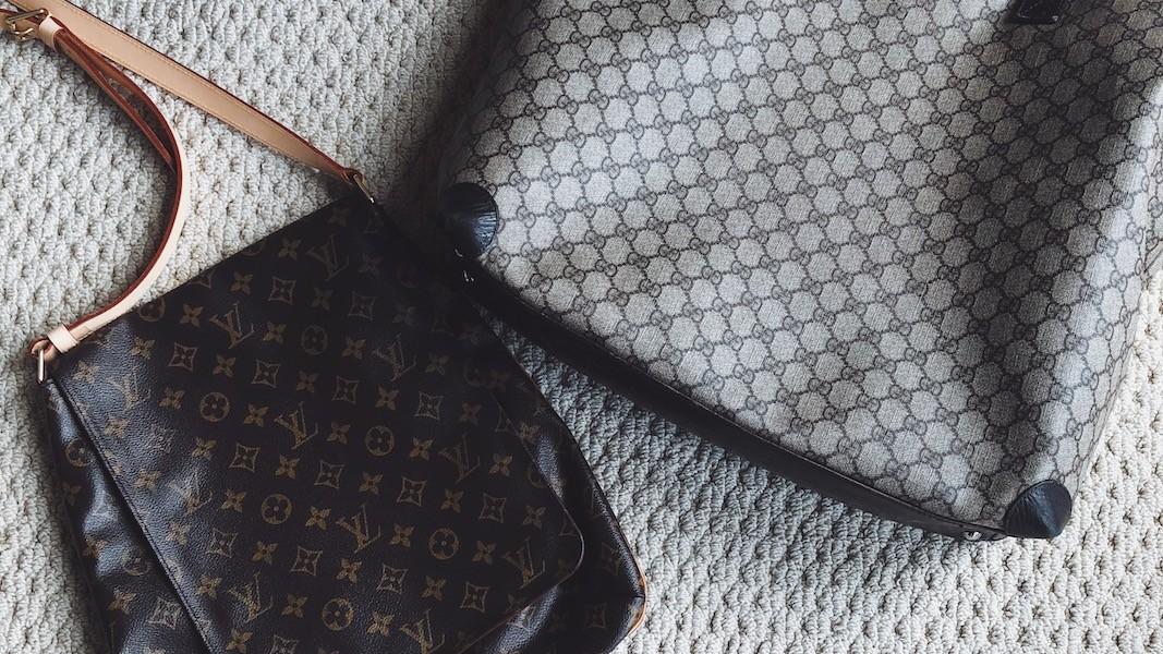 Bags are the easiest way to incorporate the logo trend into one’s everyday wardrobe. Schwartz considers the Louis Vuitton print a neutral. Photo credit: Caroline Hogan