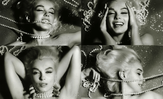 Marilyn Monroe draped in pearls Photo credit: jewelstreet.com