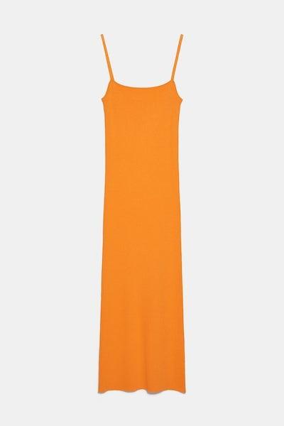 Zara Orange Ribbed Dress