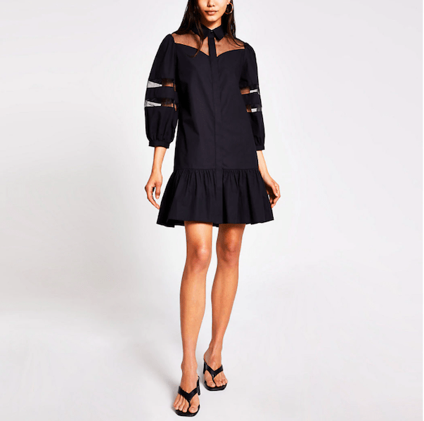 Black long sleeve organza smock dress from River Island ($92)