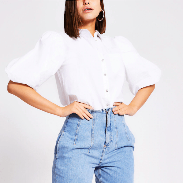 White puff sleeve poplin shirt from River Island ($56)