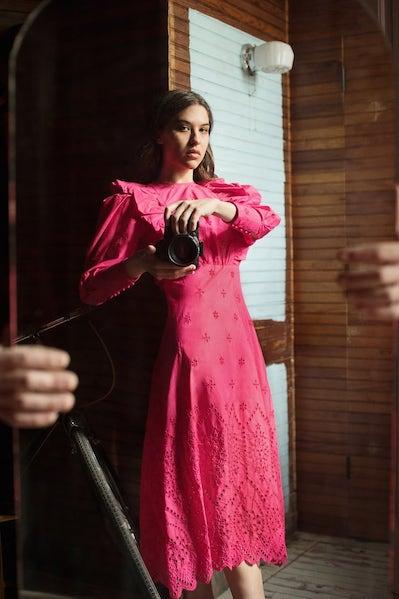 EMBROIDERED EYELET DRESS in Fuchsia from Zara ($89.90)