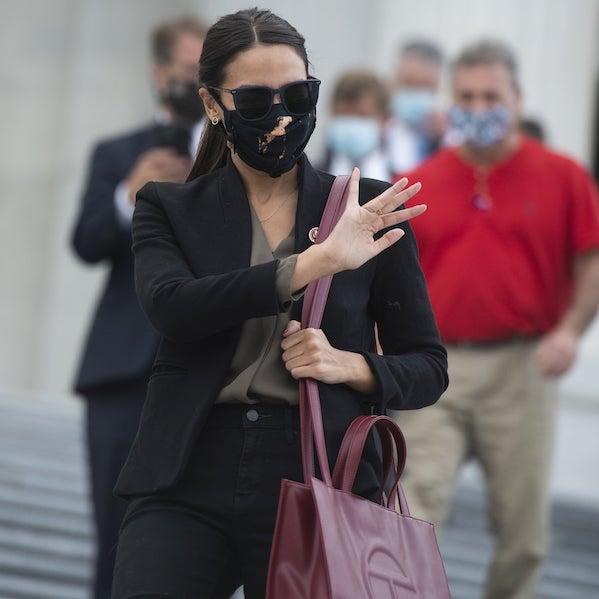 Congresswoman Alexandria Ocasio-Cortez with her Telfar.