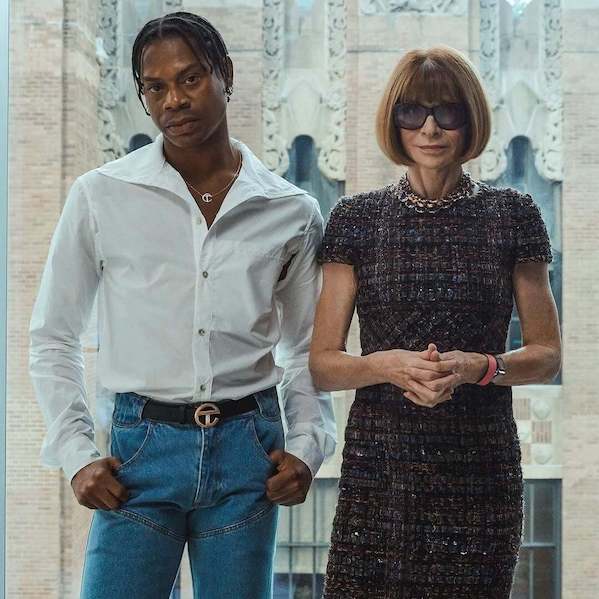 Telfar Clemens (L) and Anna Wintour (R).